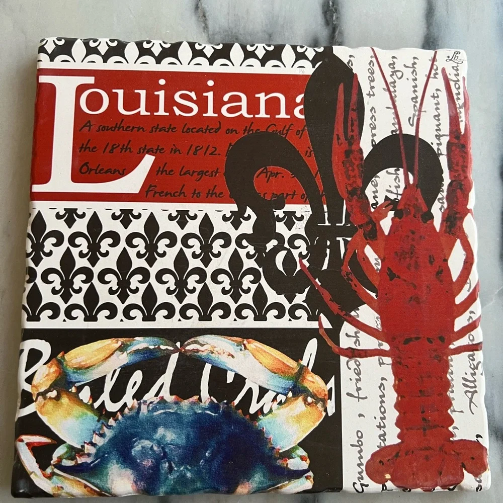 Louisiana themed Absorbent Coaster and trivet Set - 4 coasters 1 trivet